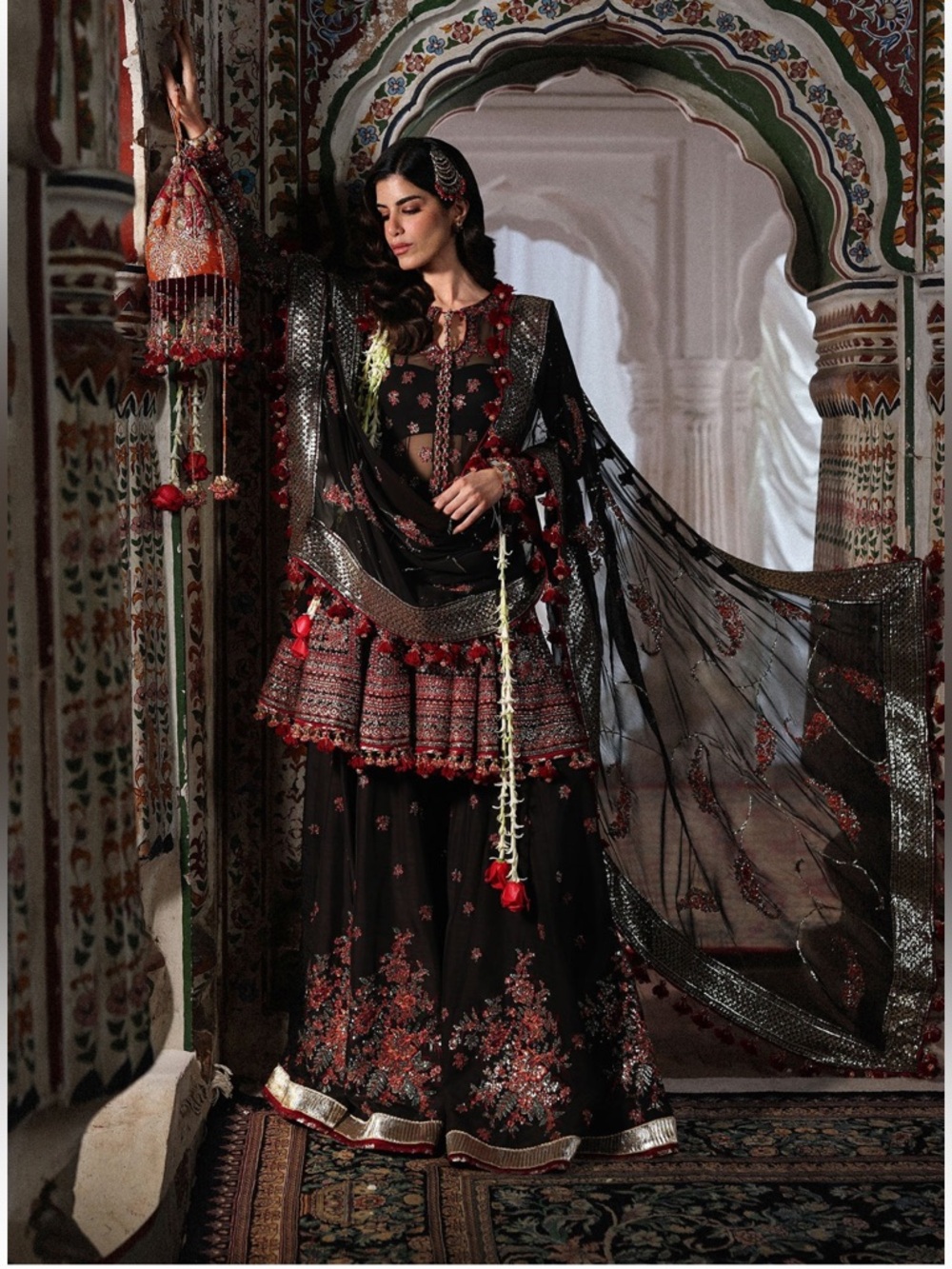 Stunning Black Hussain Rehar original Sharara dress